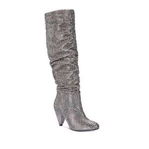 - NEW I.N.C Gerii grey Metallic Slouch Studded Boots Women shoes Pewter |5…